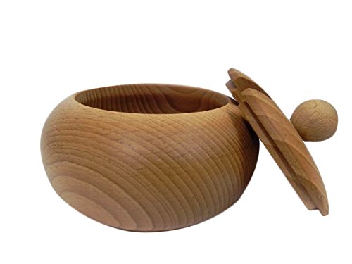 Große Zuckerdose aus Holz mit Deckel Ø 12,7 cm, 12 cm + kleiner Holzlöffel von Wooden World