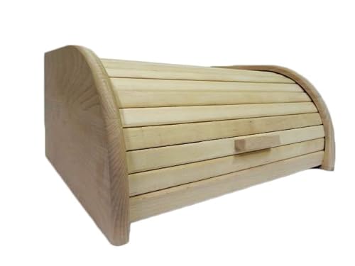 aus Holz Brot Box mit Rolle Top oder herunterklappbare Tür Box für Aufbewahrung Laib Küche 30 Arten – Big wählen S Raw Wood von Wooden World