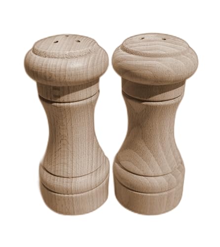 Set von 2 Holz-Salz- und Pfefferstreuer, Töpfen Shaker pudrig Speisewürze 10 cm 10,2 cm von Wooden World
