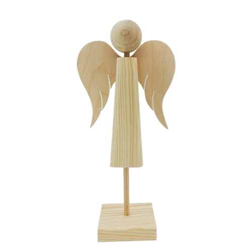 Wooden World – Deko-Engel aus Holz Weihnachtsdekoration Ständer Engel von Wooden World
