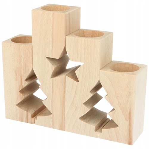 Wooden World Holzkerzenhalter-Set bestehend aus Herz-Stern- und Weihnachtsbaum-Formen – Teelichthalter Herz-Stern-Weihnachtsbaum-Formen von Wooden World