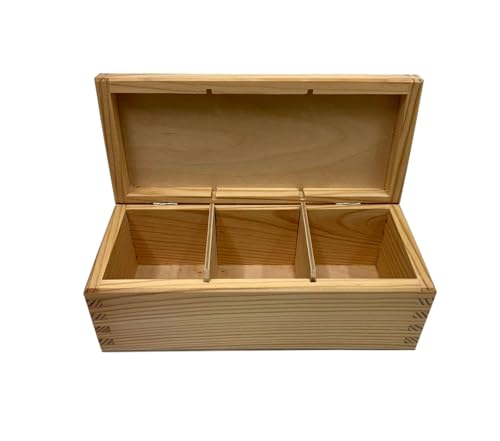 Wooden World – Holzkiste für Tee mit 3 Fächern – Organizer für Teebeutel, Gewürze, Schmuck oder Geschenke – Naturholz, Multifunktional Wooden World – Holzkiste für Tee mit 3 Fächern – Organizer für Teebeutel, Gewürze, Schmuck oder Geschenke – Naturholz, Multifunktional von Wooden World