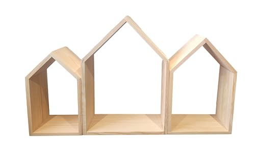 Wooden World – Holzregale, Regal, Schlichte Wandform, zum Aufhängen aus Kiefernholz von Wooden World