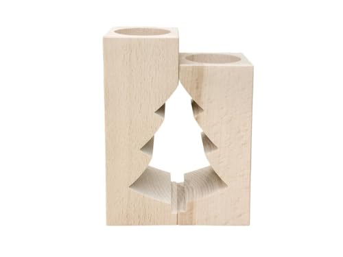 Wooden World – Kerzenständer-Paar aus Holz in Form eines WEIHNACHTSBAUMS – Teelichthalter in Weihnachtsbaum-Form Wooden World – Kerzenständer-Paar aus Holz in Form eines WEIHNACHTSBAUMS – Teelichthalter in Weihnachtsbaum-Form von Wooden World