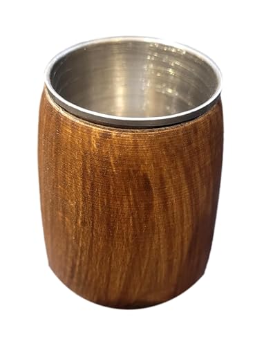 Wooden World - - Premium Holz Schnapsglas mit Metalleinsatz - Dunkelbraun von Wooden World