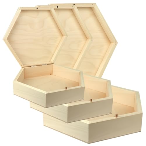 Wooden World – Sechseckige Aufbewahrungsbox aus Holz mit Verschluss – 3 in 1 – Klein, Mittel und Groß Wooden World – Sechseckige Aufbewahrungsbox aus Holz mit Verschluss – 3 in 1 – Klein, Mittel und Groß von Wooden World