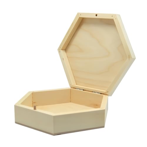 Wooden World – Sechseckige Aufbewahrungsbox aus Holz mit Verschluss – GROSS Wooden World – Sechseckige Aufbewahrungsbox aus Holz mit Verschluss – GROSS von Wooden World