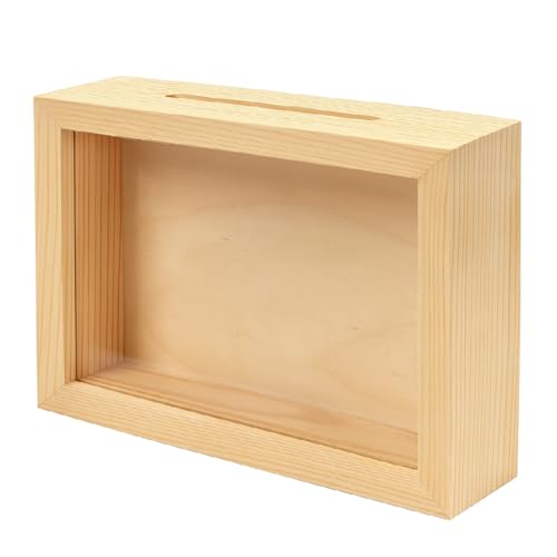 Wooden World - Spardose Bilderrahmen Holz Dekorative Sparbox Horizontal 21x16x4 cm von Wooden World
