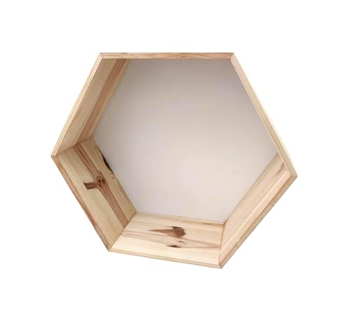 Wooden World - Wandregal - Geometrisches Sechseck-Wabenregal aus Holz, tiefes handgefertigtes Regal von Wooden World