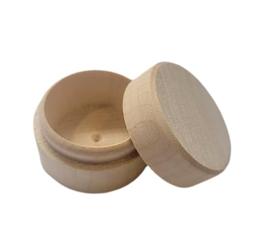 Wooden World – Zahnbox aus Holz für Schmuck Verlobungsring runde kleine Box mit Deckel für die Aufbewahrung kleiner Gegenstände Mikrobox von Wooden World