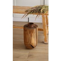 Große Bodenvase Aus Holz, Rustikale Nussbaumvase Für Trockenblumen, Bücherregaldekor Holz von WoodenDreamsByPukas