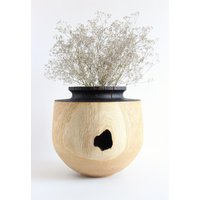 Rustikale Eichenholzvase Handgefertigt, Große Tischdekoration Für Trockenblumen, Bodenvase Wohnkultur von WoodenDreamsByPukas