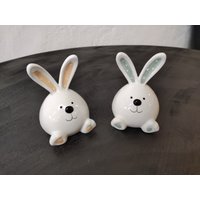 2Er Set Osterhase Aus Keramik von WoodenHomeFurniture