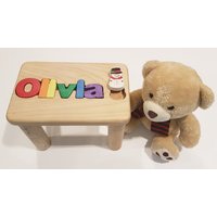 Namenspuzzle Bank - Personalisiertes Puzzle - Geburtstagsgeschenk - Name Hocker-Bank Name - Personalisierte Baby-Holzstuhl - Bank von WoodenNameCanada