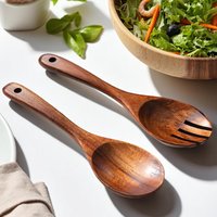 Rustikales Holzlöffel Und Gabel Set Salatbesteck Mit Langem Griff von WoodenPantryCrafts