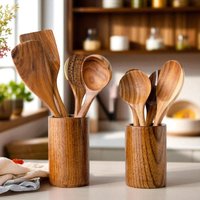 Utensilienhalter Aus Holz Für Kochutensilien - Rustikaler Geschirr Organizer Küchenarbeitsplatte | Löffel Und Pfannenwender-Aufbewahrungsregal von WoodenPantryCrafts
