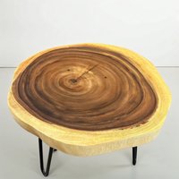 Couchtisch Aus Einer Teak Plätzchen Platte Mit Lebendigen Kanten - Durchmesser 50 cm Swiss Made von WoodenSoulCH