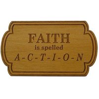 Glauben Ist A-C-T-I-O-N Geschrieben | 12 Schritt Recovery Slogan Kühlschrank-Magnete Holz-Mini-Tafeln Aa, Na, Al-Anon Genesung Geschenke von WoodenUrecover