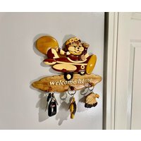 Holz Schlüsselbügel Für Wand - Katzen Schlüsselhalter Mit Kunst Design Katzenliebhaber Katze Schlüssel Organizer von WoodenVie