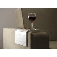 Handgemachter Weißer Getrommelter Holz Sofa Arm Tablett Tisch von Woodenhomeart
