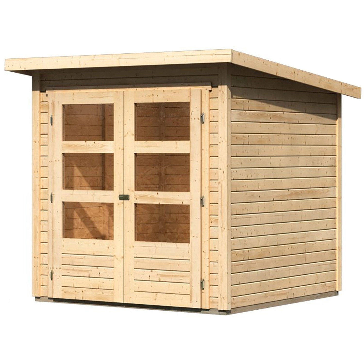 Karibu Holz-Gartenhaus Sitten Natur Pultdach Unbehandelt 182 cm x 182 cm von Karibu