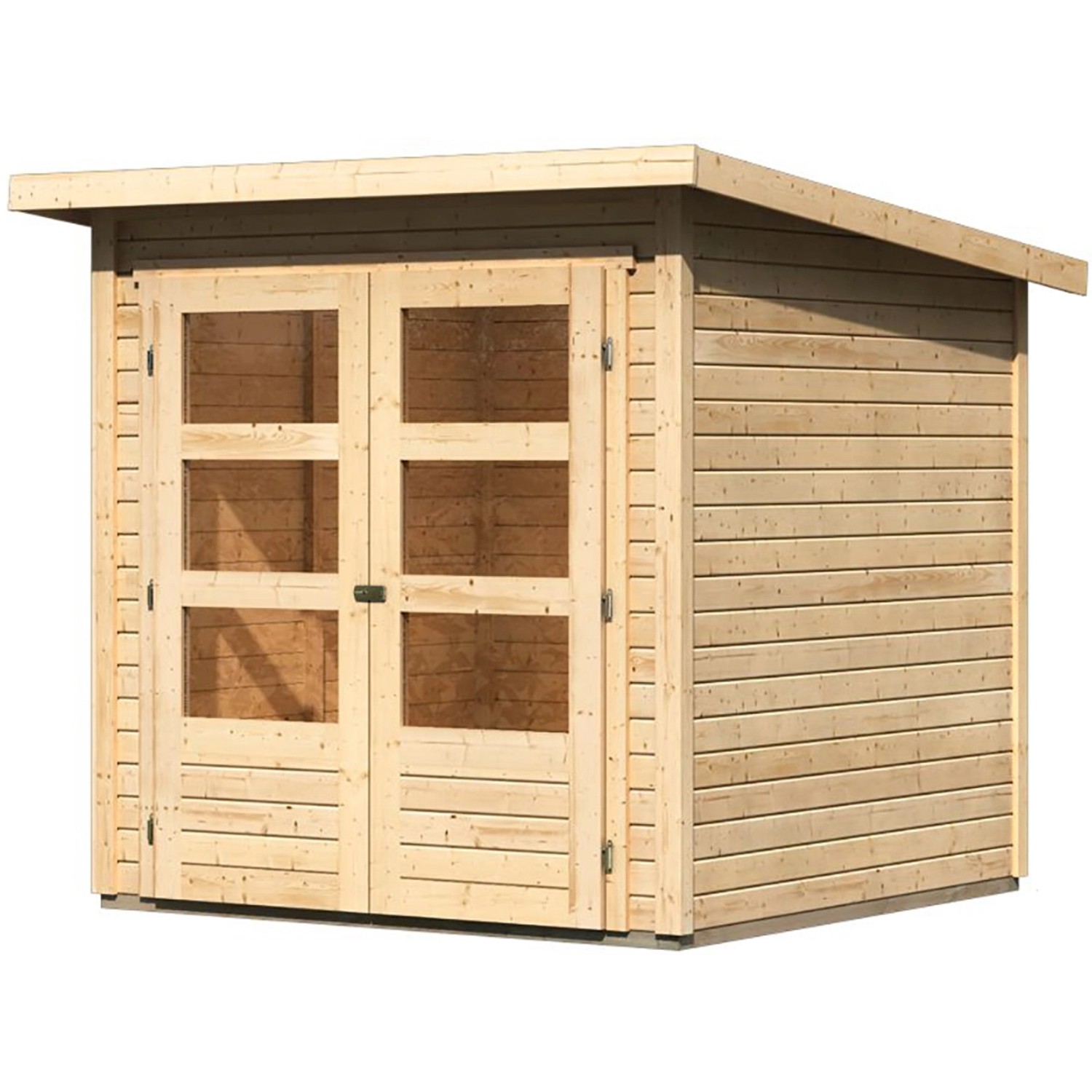 Karibu Holz-Gartenhaus Sitten Natur Pultdach Unbehandelt 182 cm x 182 cm von Karibu