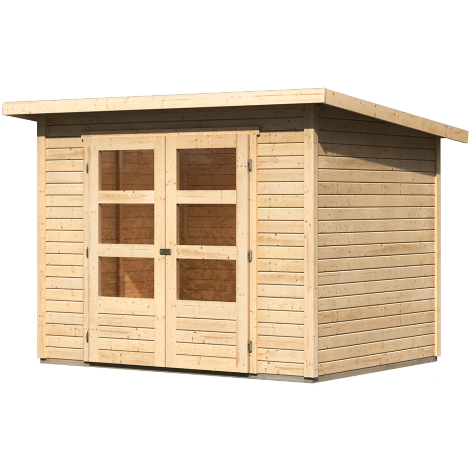 Karibu Holz-Gartenhaus Sitten Natur Pultdach Unbehandelt 242 cm x 182 cm von Karibu