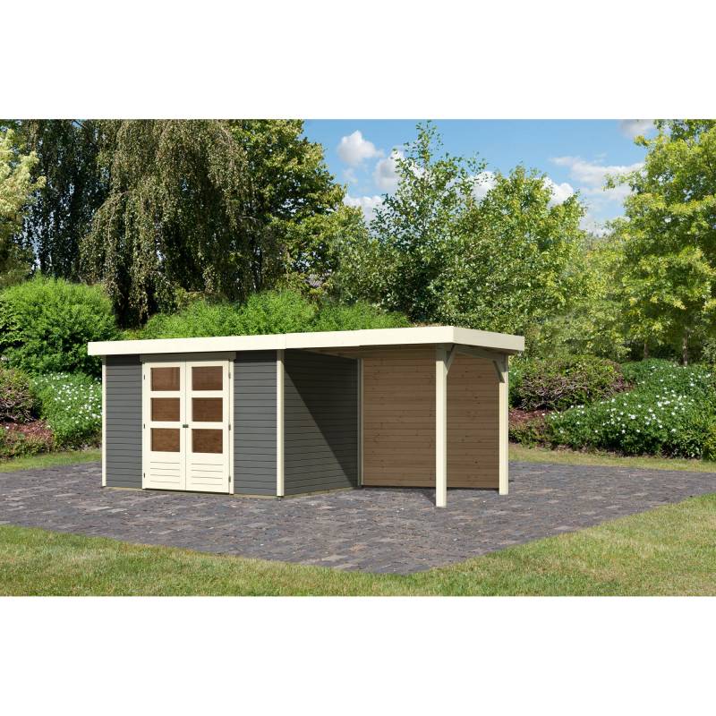 Woodfeeling Gartenhaus 'Dornhan 4' Flachdach Set 2, 302 x 217 x 211 cm, terragrau von Woodfeeling