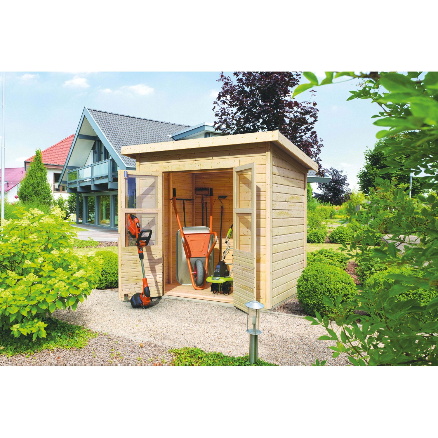 Karibu Holz-Gartenhaus Neuenburg Natur Pultdach Unbehandelt 208 cm x 150 cm von Karibu