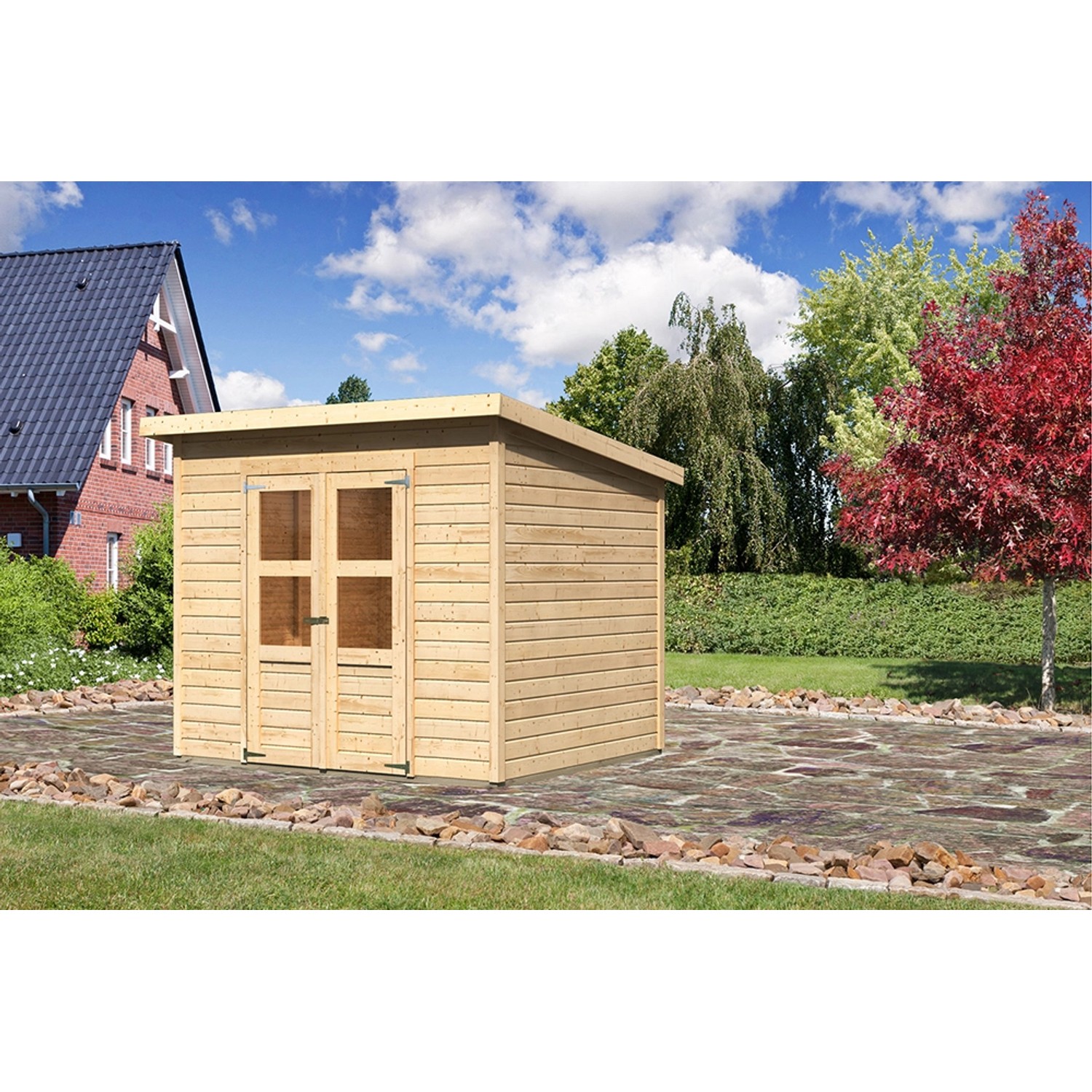 Karibu Holz-Gartenhaus Neuenburg 3 Natur BxT: 238 cm x 210 cm von Karibu