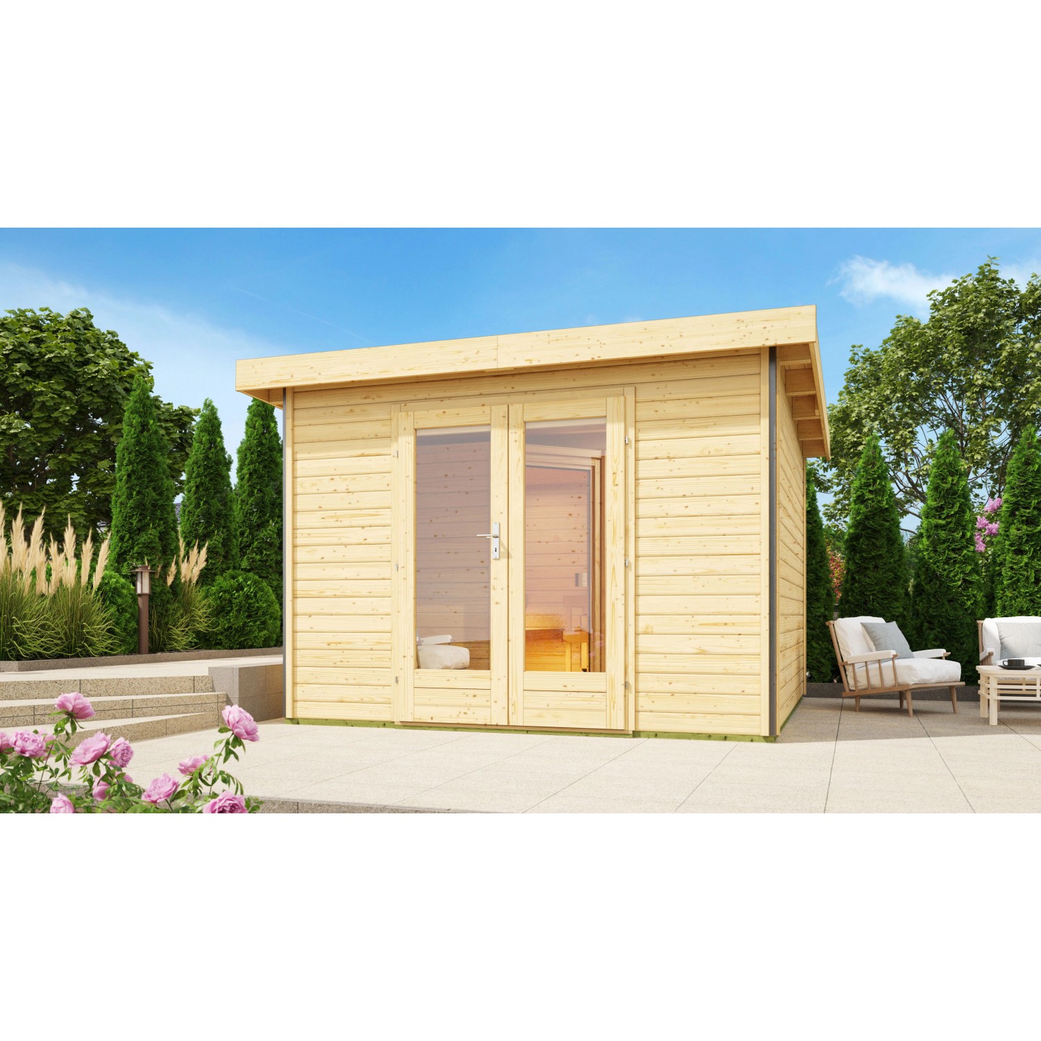 Karibu Saunahaus Magnus 1 Set A Natur mit Ofen 9 kW Bio ext. Strg. Karibu Saunahaus Magnus 1 Set A Natur mit Ofen 9 kW Bio ext. Strg. von Karibu