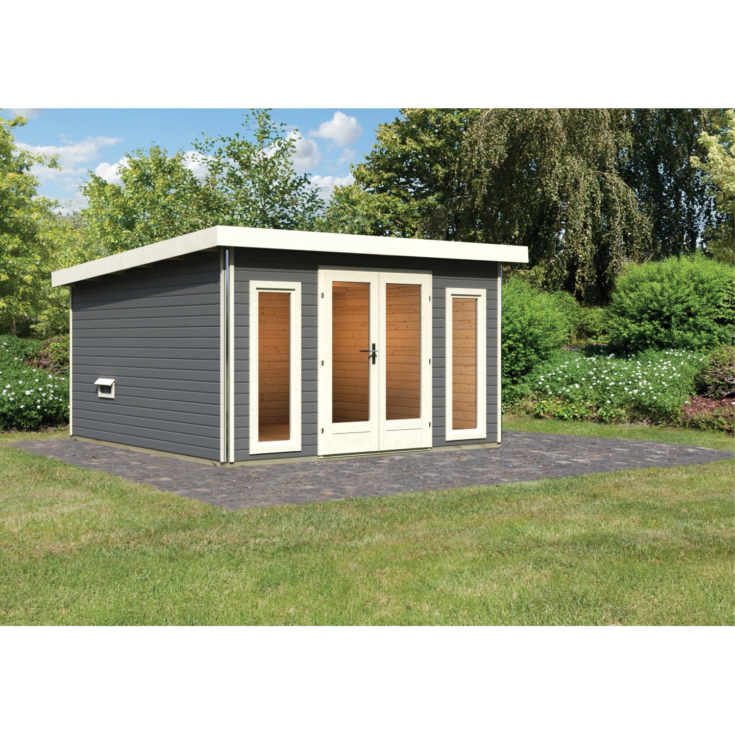 Karibu Saunahaus Magnus 3 Set B Terragrau Karibu Saunahaus Magnus 3 Set B Terragrau von Karibu
