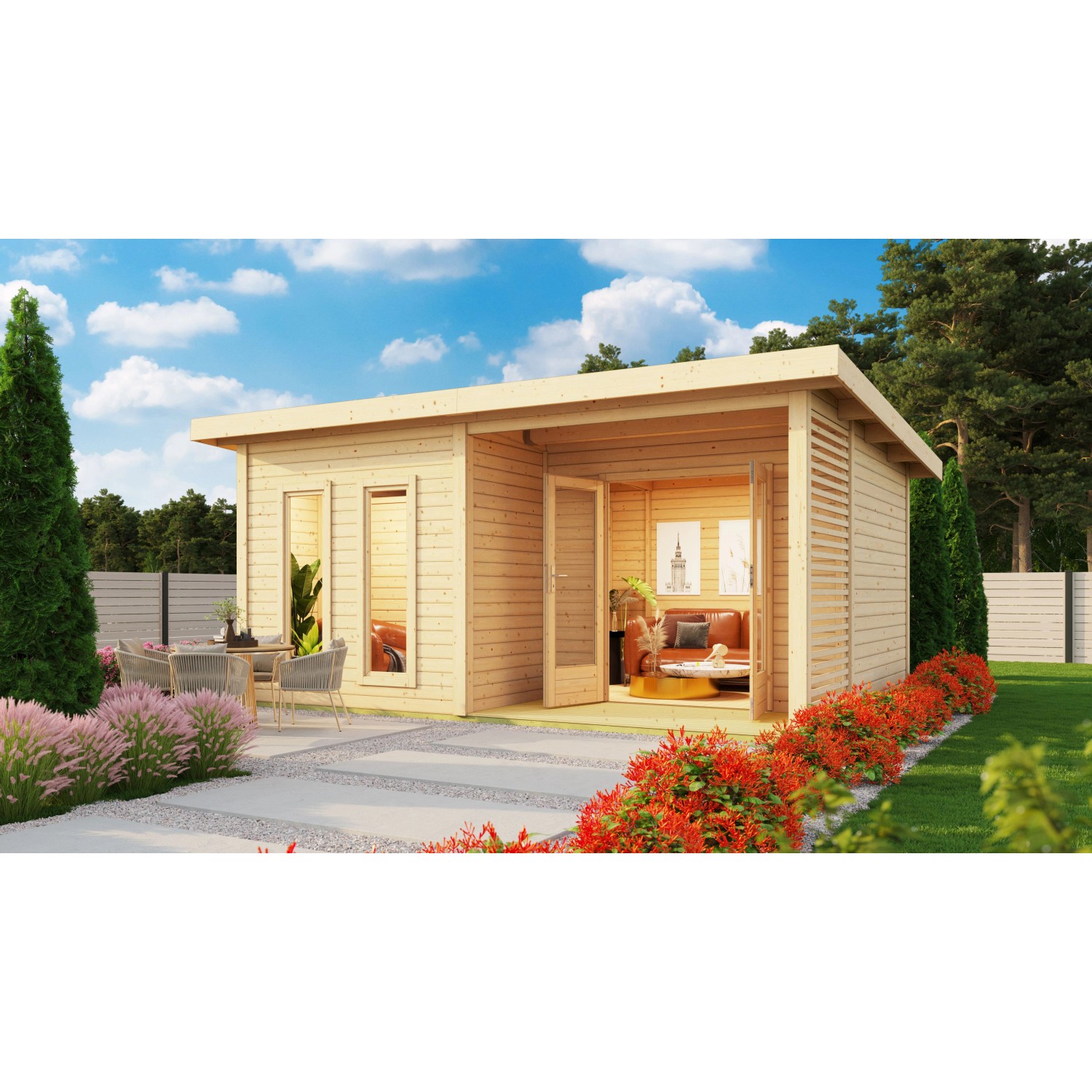 Karibu Saunahaus Magnus 5 Set A Natur mit Ofen 9 kW Bio ext.Strg. Karibu Saunahaus Magnus 5 Set A Natur mit Ofen 9 kW Bio ext.Strg. von Karibu