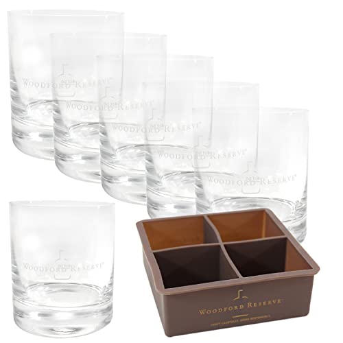 Woodford Reserve QMBasic Glas Set - 6 Whiskey Gläser Set New York Bar + Eiswürfel-Behälter Silikon Form von Woodford Reserve