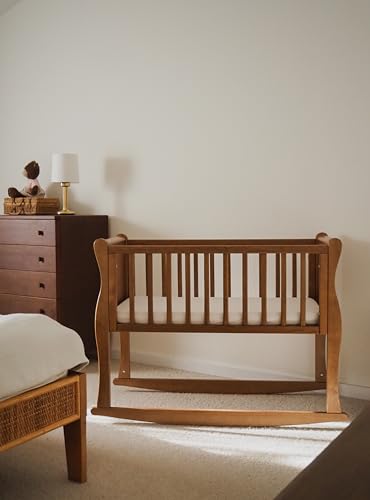 Woodies - Noble Crib Vintage - Mini Babybett - 0-7 Monate - 90 x 40 cm - Baby-Bettchen - Vintage/Retrostil - Gitterbett, Beistellbett für Säugling - Holzbett, Reisebett - Kiefernholz - Hellbraun von Woodies