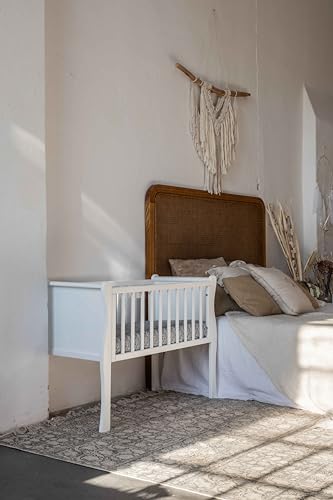 Woodies - Noble Crib White - Mini Babybett - 0-7 Monate - 90 x 40 cm - Baby-Bettchen - Vintage/Retrostil - Gitterbett, Beistellbett für Säugling - Holzbett, Reisebett - Kiefernholz - Weiß von Woodies