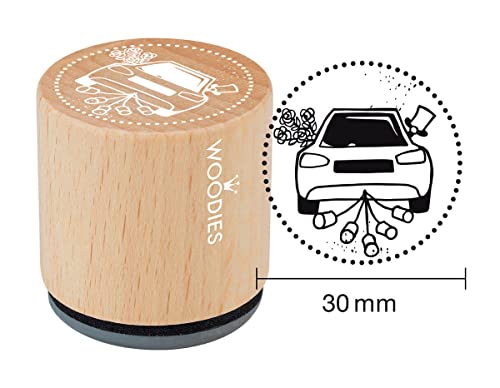 Woodies Stempel Auto mit Dosen, Holz, 3,4 x 3,4 x 3,5 cm von Woodies