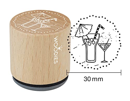 Woodies Stempel Cocktails, Holz, 3,4 x 3,4 x 3,5 cm von Woodies