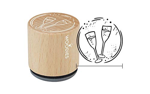 Woodies Stempel Gläser Champage, Holz, 3,4 x 3,4 x 3,5 cm von Woodies