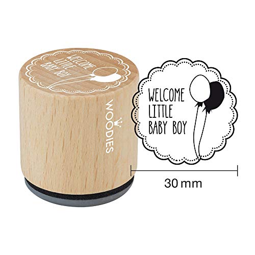 Woodies Welcome Little Baby Boy Stempel, Holz, braun, 30 mm von Woodies