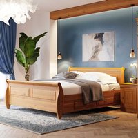 140x200 Holzbett Kiefer massiv in Honigfarben Landhausstil von Wooding Nature