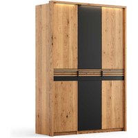 Kleiderschrank Holz massiv in Eichefarben und Schwarz mit von Wooding Nature