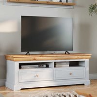 Kleines TV Lowboard im Landhausstil Kiefer Massivholz weiß von Wooding Nature