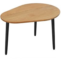 Sofatisch Retro aus Eiche Massivholz ovaler Tischplatte von Wooding Nature