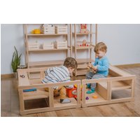2Er Set Montessori Bücherregal Midi Sitzmodul Baby Standesamt Geschenk Für Kinder von WoodjoyCollection