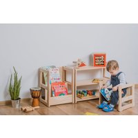 Set Von Montessori Bücherregal Small Mit Mini Regal Baby Standesamt Artikel Geschenk Für Kinder von WoodjoyCollection
