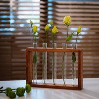 Reagenzglas Blumenständer in Iriko Holzfarbe von WoodjoyCollection