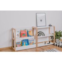 Weißes Set Von Einem Montessori Midi Regal Und Bücherregal Baby Standhalter Geschenk Für Kinder von WoodjoyCollection