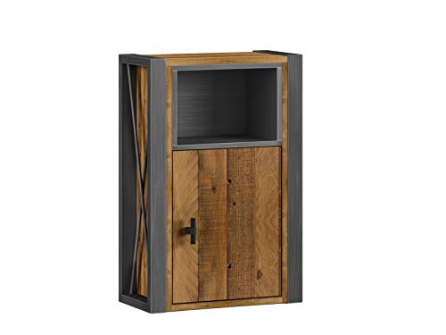 Woodkings® Bad Hängeschrank Detroit Holz-Metall-Mix recycelte Pinie, Industrial Möbel Design Badmöbel von Woodkings