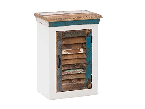 Woodkings® Bad Hängeschrank Perth weiß recyceltes Holz bunt rustikal massiv Badmöbel Massivholz Badezimmer Badezimmerschrank Wandschrank von Woodkings